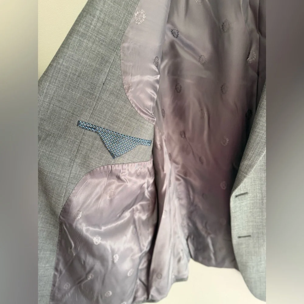 Lauren Ralph Lauren Mens Grey Two Button Wool Suit Jacket Blazer SZ 48R Preppy